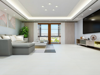 Fototapeta na wymiar Simple design of living room in modern apartment