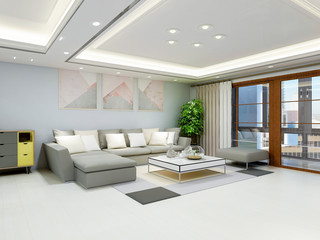 Simple design of living room in modern apartment