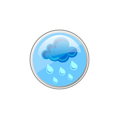 colored simple round vector glass icon of rainy cloud