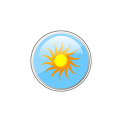 round simple vector color volume cartoon illustration of sun icon