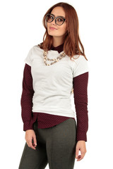 Blank t-shirt mock-up - Cute preppy, fashion geek girl ready for your design
