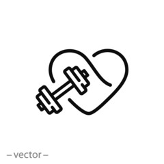 heart gym icon, fitness logo, linear sign isolated on white background - editable vector illustration eps10 [преобразованный]