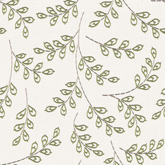  Embroidery floral seamless pattern on linen cloth texture