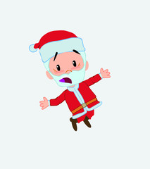 Santa Claus jumping terrified.