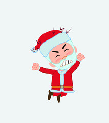 Santa Claus jumps angry.