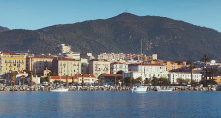 Fototapeta na wymiar Ajaccio port, seaside view. Corsica