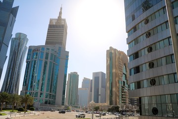 Fototapeta premium Skyline of Doha, Qatar on the Arabian Gulf