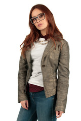 Obraz premium Blank t-shirt mock-up - Cute preppy, fashion geek girl ready for your design