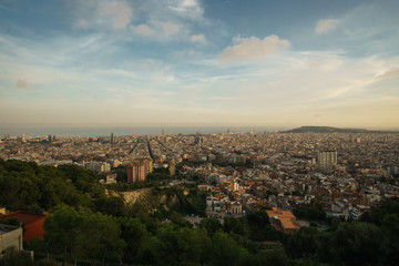 Fototapeta na wymiar Barcelona Panoramic View from Bunkers del Carmel, in Barcelona, Catalonia, Spain