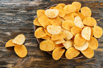 lots of potato chips in a plate