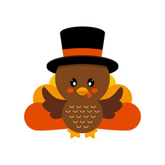 cartoon cute turkey vector in hat