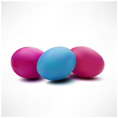 Three colorful easter eggs isolated on white background