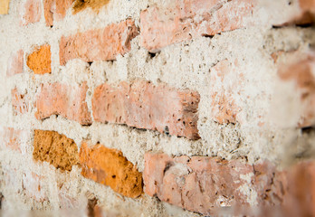 raw brick wall before cement plastered, rough wall texture, vintage no graffiti wall