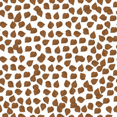 Buckwheat. Background, wallpaper seamless. Sketch. Brown grains, granules.