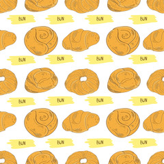 Buns. Background, wallpaper, seamless. Sketch.