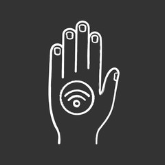 Obraz premium NFC sticker on hand chalk icon