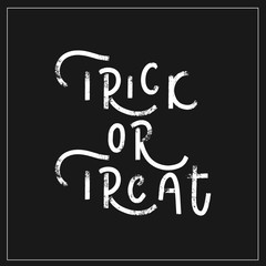 Trick or treat - hand lettering halloween vector.