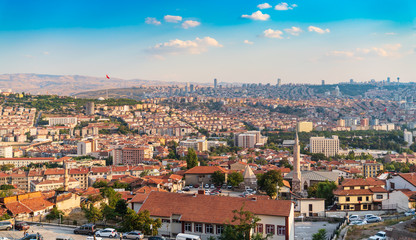 Fototapeta premium Ankara/Turkey - September 08 2018: Cityscape view from Ankara Castle