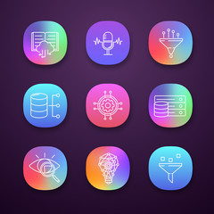 Machine learning app icons set