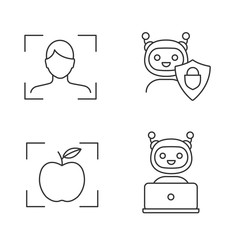 Machine learning linear icons set