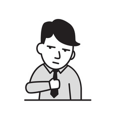 Exhausted young businessman. Flat design icon. Colorful flat vector illustration. Isolated on white background.