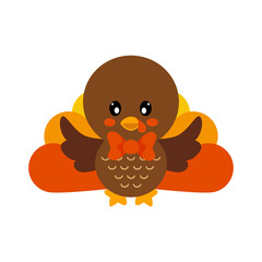cartoon cute turkey vector with tie