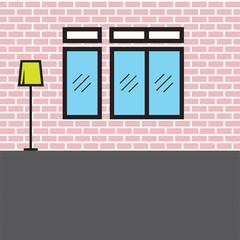 Interior Design with window and lamp, Vector, EPS 10