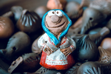 Ceramic toys. The old grandmother. Handmade.