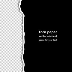 Torn paper with shadow on transparent background. Vector realistic ripped paper note - 228676553