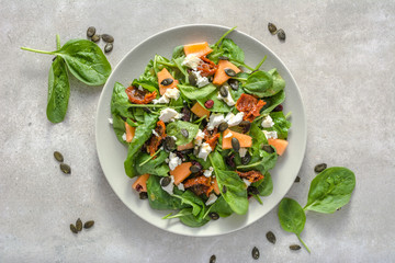 Fresh vegetable salad on bright background, healthy diet concept