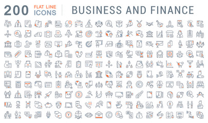 Set Vector Line Icons of Business and Finance.