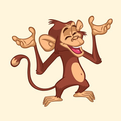 Cartoon monkey character. Vector illustration of funny chimpanzee