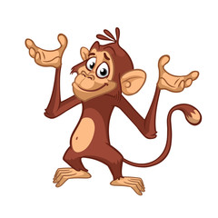 Cute cartoon monkey chimpanzee. Vector illustration of a monkey