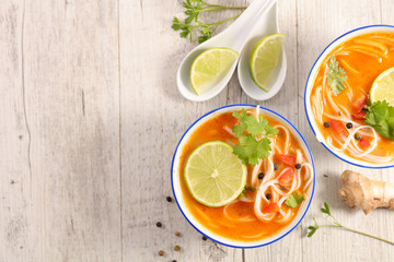 noodles soup and coriander