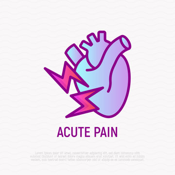 Acute pain in heart thin line icon. Modern vector illustration of symptom heart attack.