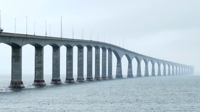 Long Confederation Bridge From New Brunswick To Pei Canada