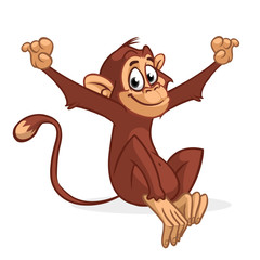 Funny Monkey Vector Illustration In Fun Cartoon Style Design