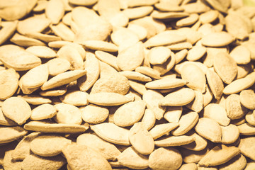 White pumpkin seeds fried close up