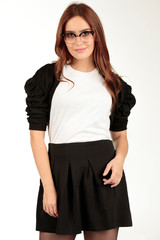 Blank t-shirt mock-up - Cute preppy, fashion geek girl ready for your design