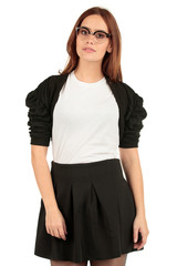 Blank t-shirt mock-up - Cute preppy, fashion geek girl ready for your design