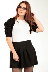 Blank t-shirt mock-up - Cute preppy, fashion geek girl ready for your design