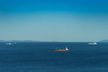Fototapeta premium seascape with views of ships, sea and sky.
