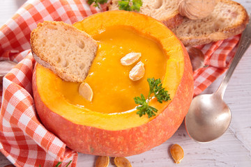 pumpkin soup and bread
