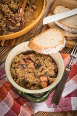 Bigos - stewed cabbage with meat,dried mushrooms and smoked sausage.