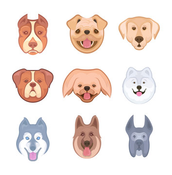 Set of Stickers of Dogs.