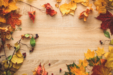 Autumn postcard still life on a bright tabletop.