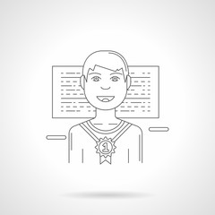 A happy winner detailed line vector illustration