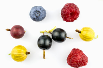 Close up view of nice fresh berries isolated on a white background.