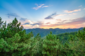 landscape with blue sky and clouds
