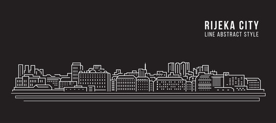 Cityscape Building Line art Vector Illustration design - Rijeka city